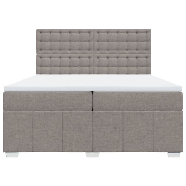 vidaXL Cama box spring con colch&oacute;n tela gris taupe 200x200 cm