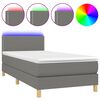 vidaXL Cama box spring con colch&oacute;n y LED tela gris oscuro 90x190 cm