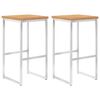 vidaXL Taburetes de bar 2 uds madera maciza de teca y acero inoxidable