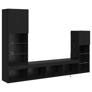 vidaXL Unidades de pared para TV Montaje en la pared 4 pcs Roble Negro