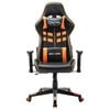 vidaXL Silla de gaming de cuero sint&eacute;tico negro y naranja