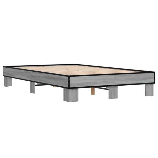 vidaXL Estructura cama madera ingenier&iacute;a metal gris Sonoma 140x200 cm