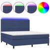 vidaXL Cama box spring colch&oacute;n y luces LED tela azul 180x200 cm