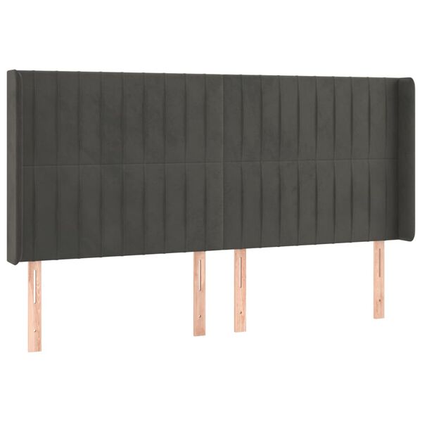 vidaXL Cabecero con LED de terciopelo gris oscuro 163x16x118/128 cm