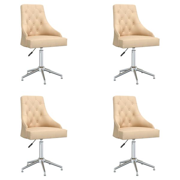 vidaXL Sillas de comedor giratorias 4 unidades tela crema