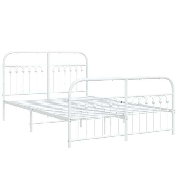 vidaXL Estructura cama sin colch&oacute;n con estribo metal blanco 140x200 cm