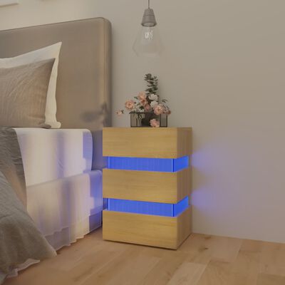 vidaXL Mesita de noche luz LED madera de ingeniería Sonoma 45x35x67 cm