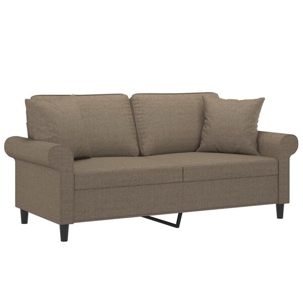 vidaXL Sof&aacute; de 2 plazas con almohadas y cojines tela gris taupe 140 cm