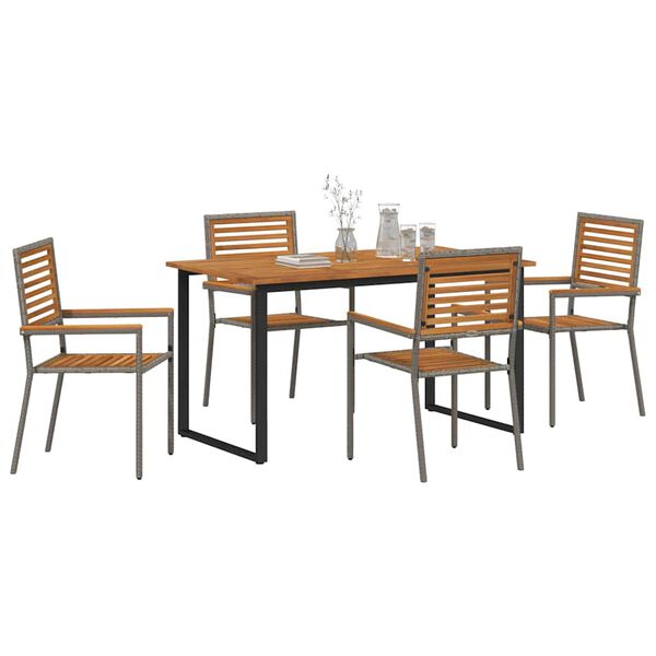 vidaXL Conjunto de Comedor de Jard&iacute;n 5 pcs Gris