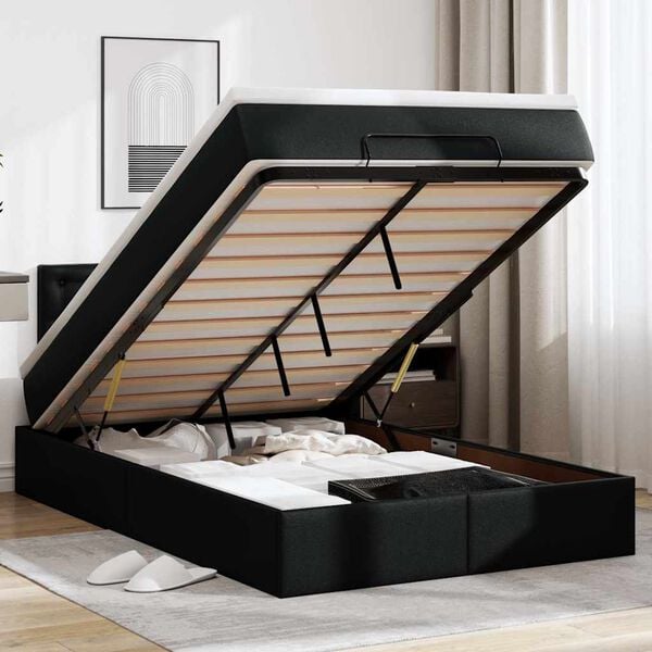 vidaXL Estructura cama otomana colchón cuero sintético negro 120x200cm
