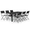vidaXL Juego de comedor de jard&iacute;n 7 piezas con cojines gris y negro
