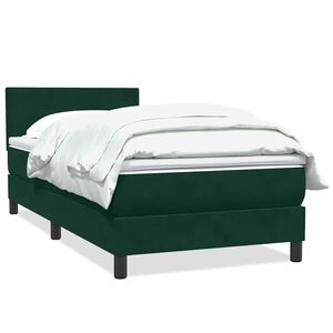 vidaXL Cama box spring con colch&oacute;n terciopelo verde oscuro 80x220 cm