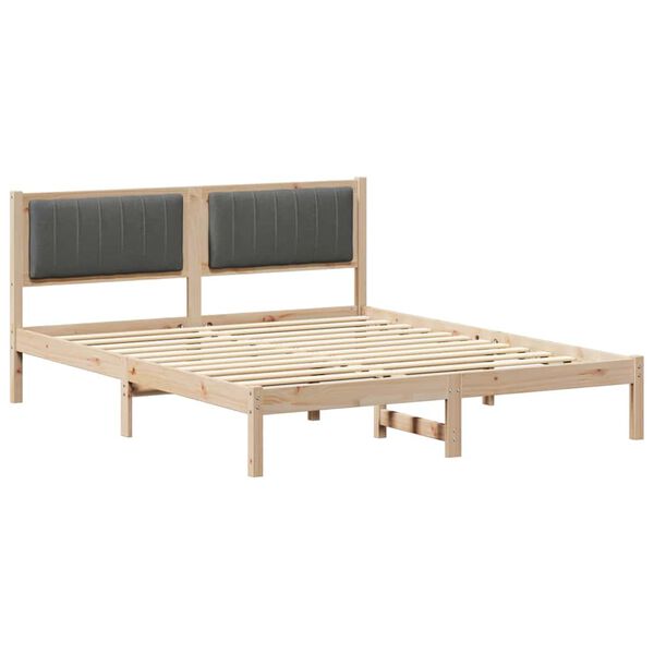 vidaXL Estructura de Cama con Cabecera Tapizada Gris oscuro