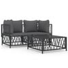 vidaXL Juego muebles de jard&iacute;n 3 pzas y cojines acero gris antracita
