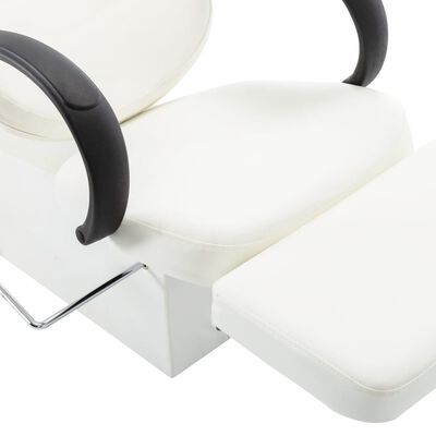 vidaXL Silla lavacabezas de peluquería de cuero sintético blanco
