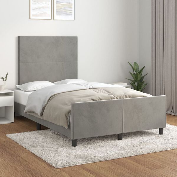 vidaXL Estructura de cama sin colch&oacute;n terciopelo gris claro 120x190 cm