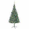 vidaXL &Aacute;rbol de Navidad helado con luces, bolas y pi&ntilde;as 210 cm