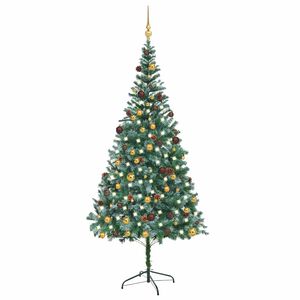 vidaXL &Aacute;rbol de Navidad helado con luces, bolas y pi&ntilde;as 210 cm