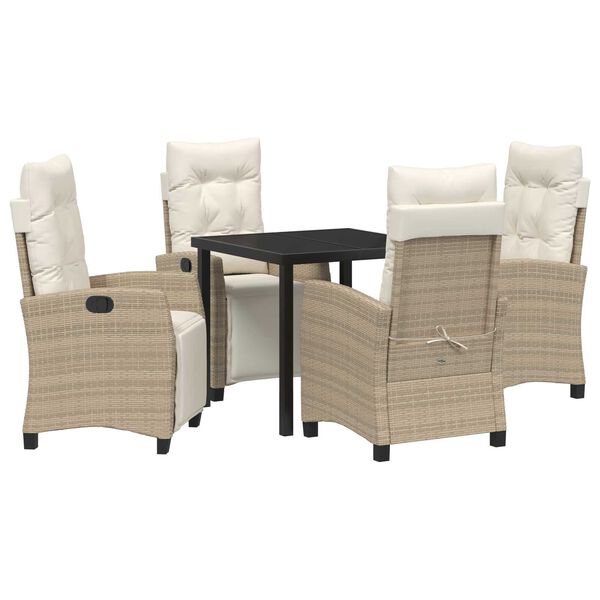 vidaXL Conjunto de Comedor de Jard&iacute;n 5 pcs Beige rat&aacute;n sint&eacute;tico