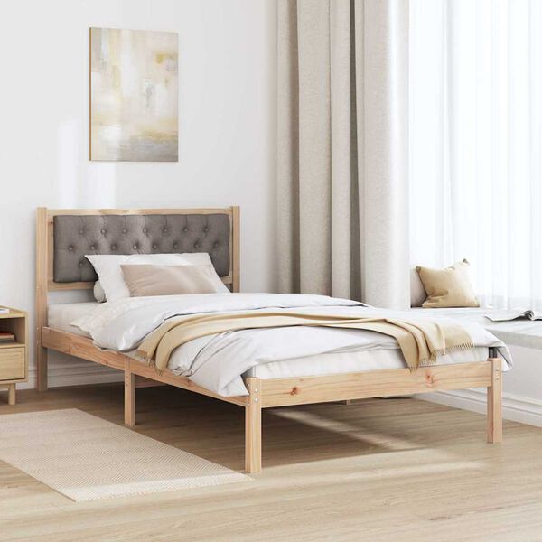 vidaXL Estructura de cama Taup&eacute; 100 x 200 cm Madera de pino macizo