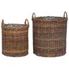 vidaXL Cesta de Maceta con almacenamiento 2 pcs Marr&oacute;n Rattan Lacak