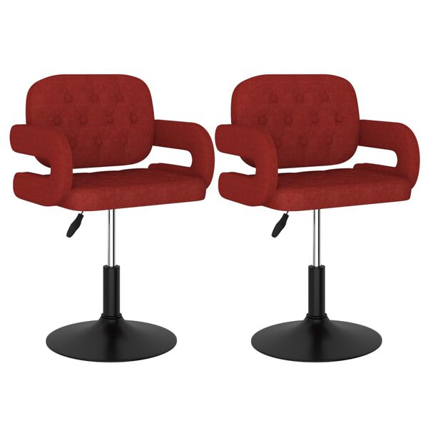 vidaXL Sillas de comedor giratorias 2 unidades tela rojo tinto