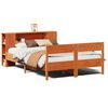 vidaXL Cama con estanter&iacute;a sin colch&oacute;n madera maciza marr&oacute;n 135x190cm