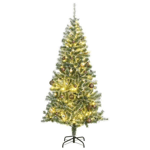 vidaXL &Aacute;rbol de Navidad artificial con 300 LED bolas y nieve 210 cm