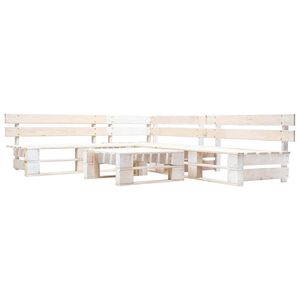 vidaXL Set de muebles de jard&iacute;n de palets 4 piezas madera blanco
