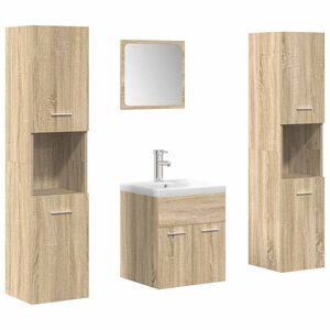 vidaXL Juego de muebles de ba&ntilde;o 5 pzas madera ingenier&iacute;a roble Sonoma