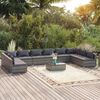 vidaXL Set de muebles de jardín 11 pzas y cojines ratán sintético gris