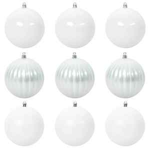 vidaXL Juego de Esferas Navide&ntilde;as XL 9 uds. Blanco Di&aacute;m. 15 cm