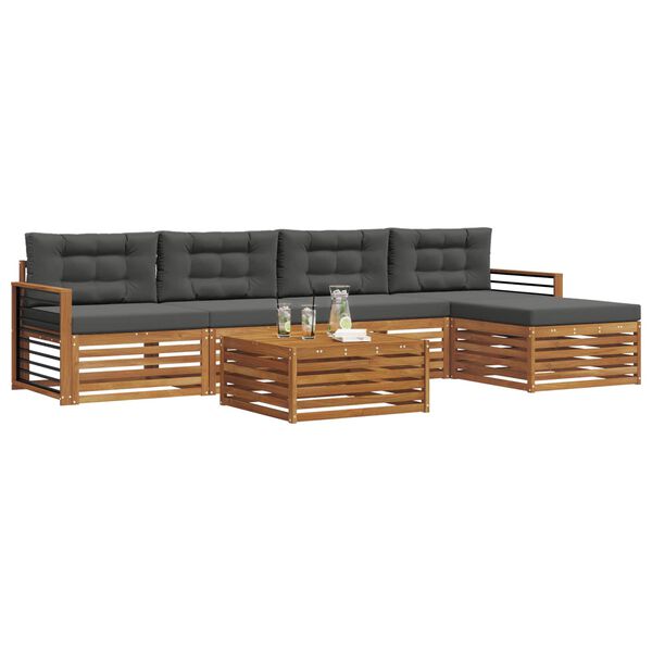 vidaXL Conjunto de sof&aacute;s de exterior 6 pcs Natural y Antracita