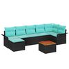 vidaXL Conjunto de sof&aacute;s de jard&iacute;n 8 uds. Negro y Turquesa