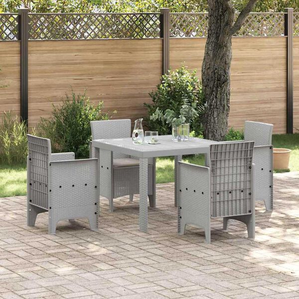 vidaXL Conjunto de Comedor de Jard&iacute;n 5 pcs Gris Claro Ratan Polt