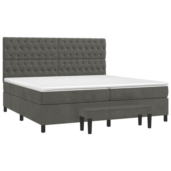 vidaXL Cama box spring con colch&oacute;n terciopelo gris oscuro 200x200 cm
