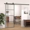 vidaXL Puerta corredera ESG vidrio y aluminio negra 76x205cm