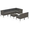 vidaXL Set de muebles de jard&iacute;n 8 pzas y cojines rat&aacute;n sint&eacute;tico gris