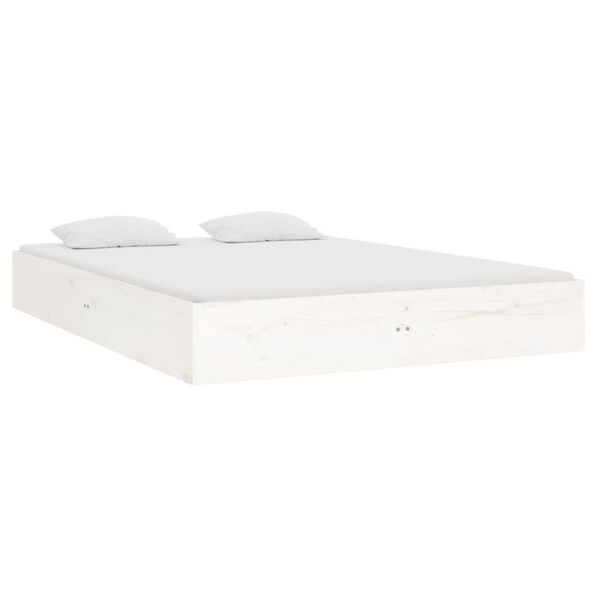 vidaXL Estructura de cama doble sin colch&oacute;n madera blanco 135x190 cm