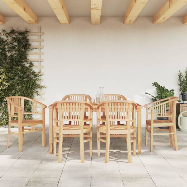vidaXL Juego de comedor de jard&iacute;n 7 piezas madera maciza de teca