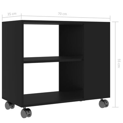 vidaXL Mesa auxiliar de madera contrachapada negro 70x35x55 cm