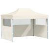 vidaXL Carpa plegable profesional con 3 paredes acero color crema 3x4m