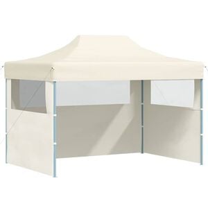 vidaXL Carpa plegable profesional con 3 paredes acero color crema 3x4m