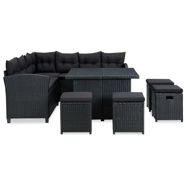 vidaXL Set muebles de jardín 6 piezas y cojines ratán sintético negro