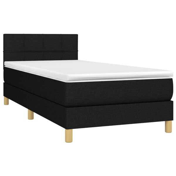 vidaXL Cama box spring con colch&oacute;n tela negro 90x190 cm
