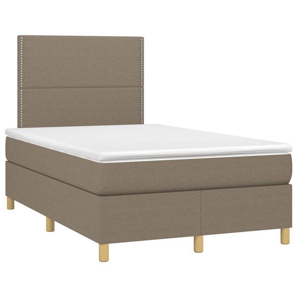 vidaXL Cama box spring con colch&oacute;n tela gris taupe 120x190 cm