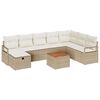vidaXL Conjunto de sof&aacute;s de jard&iacute;n 9 uds. Beige Polirat&aacute;n