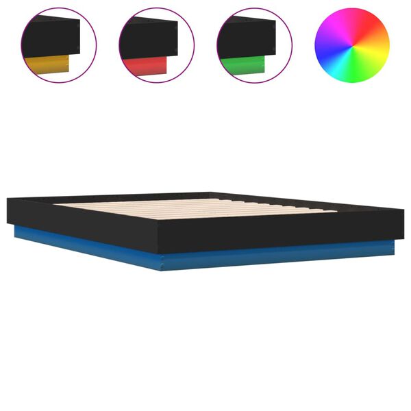 vidaXL Estructura de cama con luces LED negro 120x190 cm