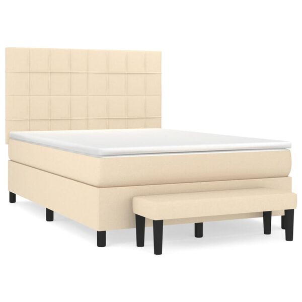 vidaXL Cama box spring con colch&oacute;n tela color crema 140x200 cm