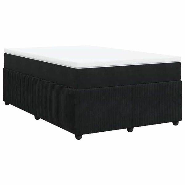 vidaXL Cama box spring con colch&oacute;n terciopelo negro 120x200 cm